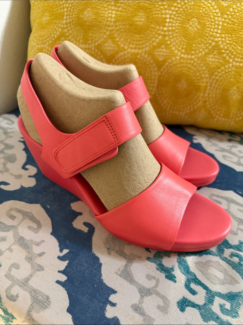 Naturalizer Coral Pink Wedge Sandals, 12Wide